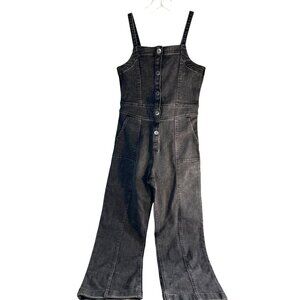 Abercrombie Kids Girls Overalls Size 9/10  Wide Leg Black Pockets Adj Straps Sna